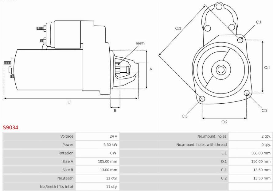 AS-PL S9034 - Стартер autosila-amz.com