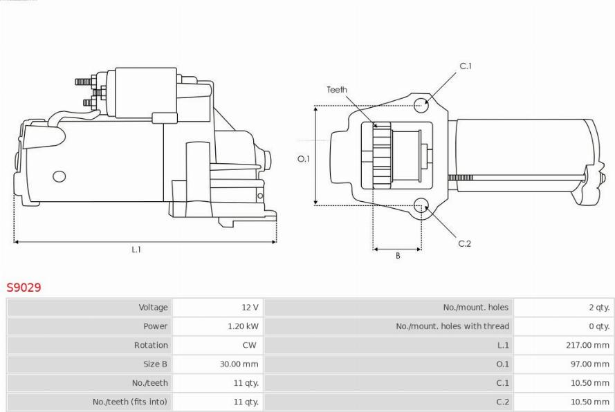 AS-PL S9029 - Стартер autosila-amz.com