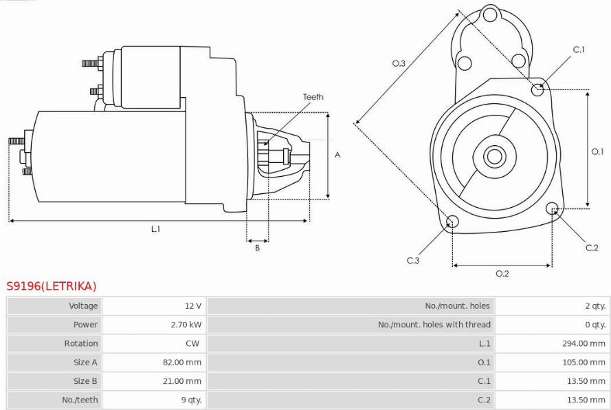 AS-PL S9196(LETRIKA) - Стартер autosila-amz.com