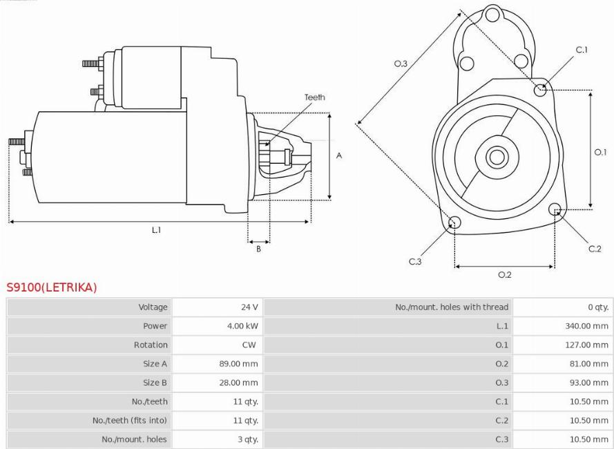 AS-PL S9100(LETRIKA) - Стартер autosila-amz.com