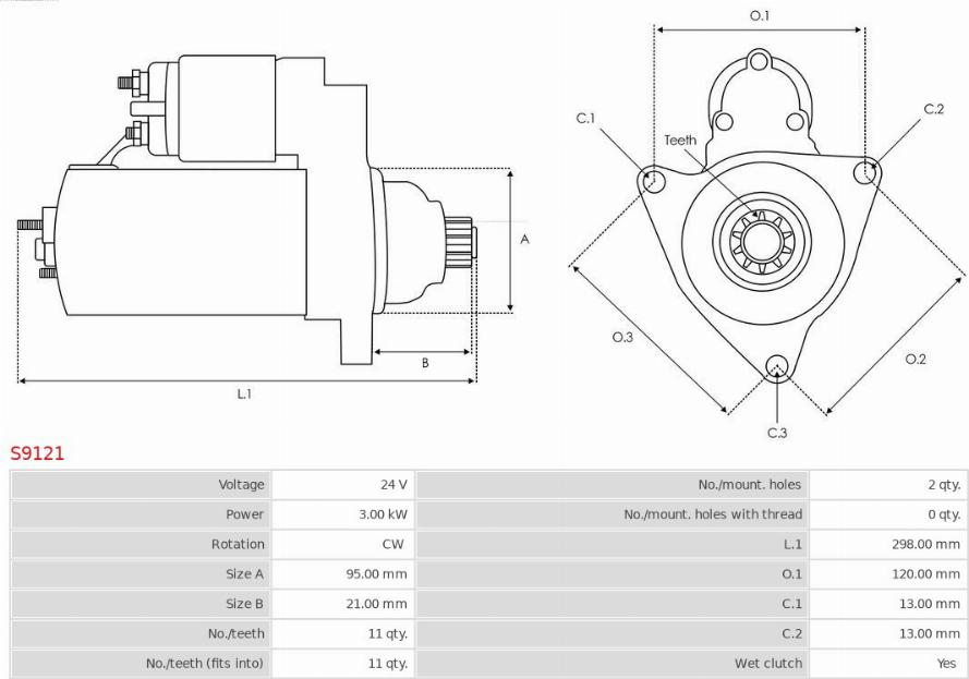 AS-PL S9121 - Стартер autosila-amz.com