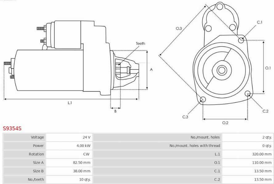 AS-PL S9354S - Стартер autosila-amz.com