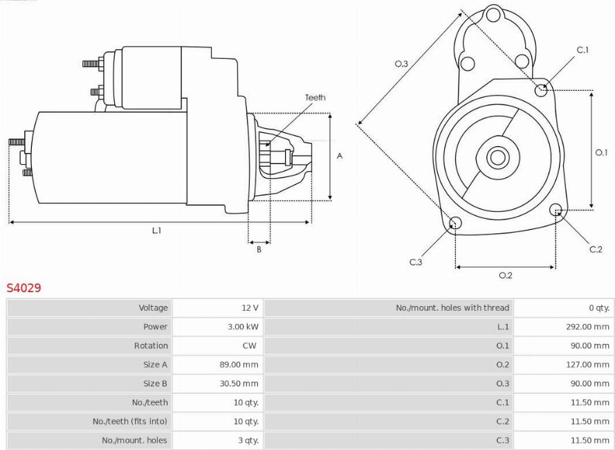 AS-PL S4029 - Стартер autosila-amz.com