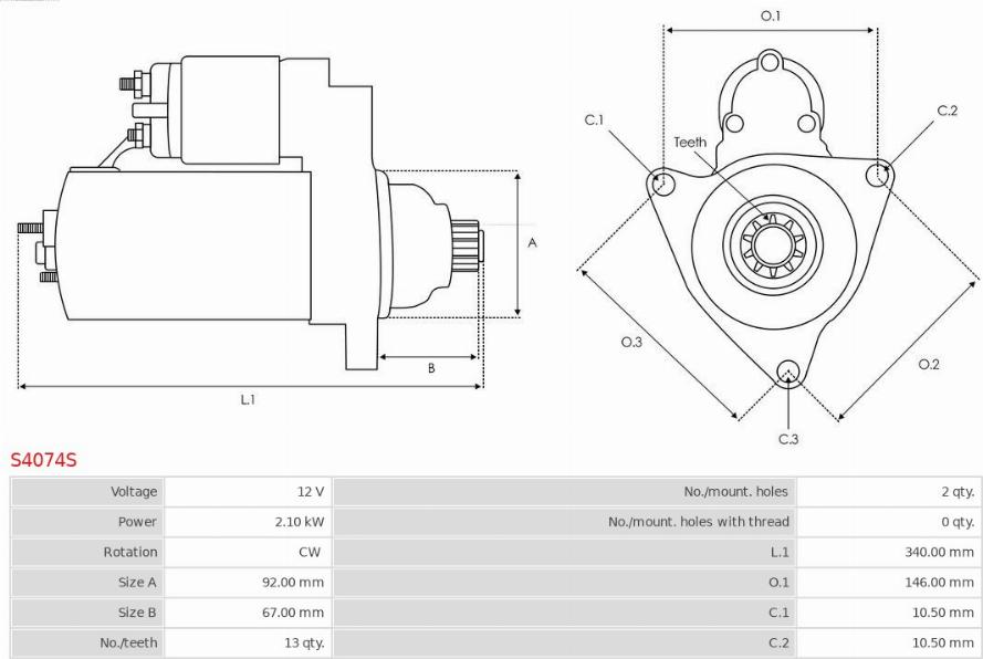 AS-PL S4074S - Стартер autosila-amz.com