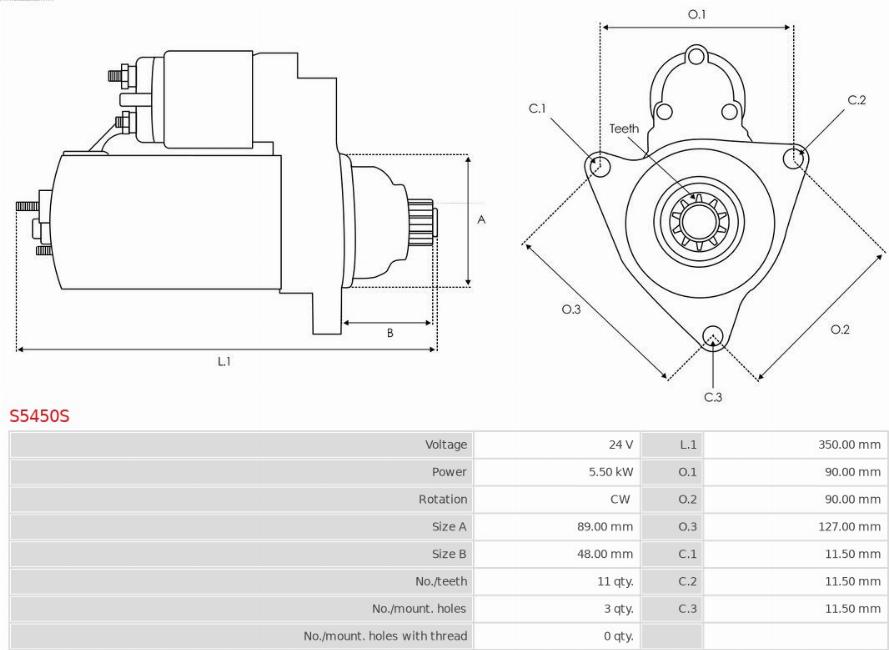 AS-PL S5450S - Стартер autosila-amz.com