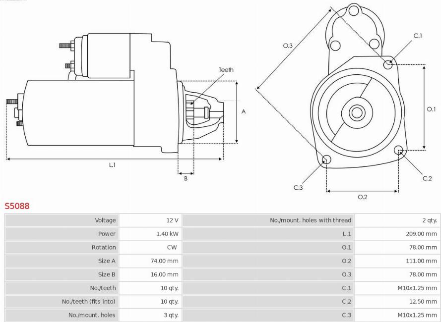 AS-PL S5088 - Стартер autosila-amz.com