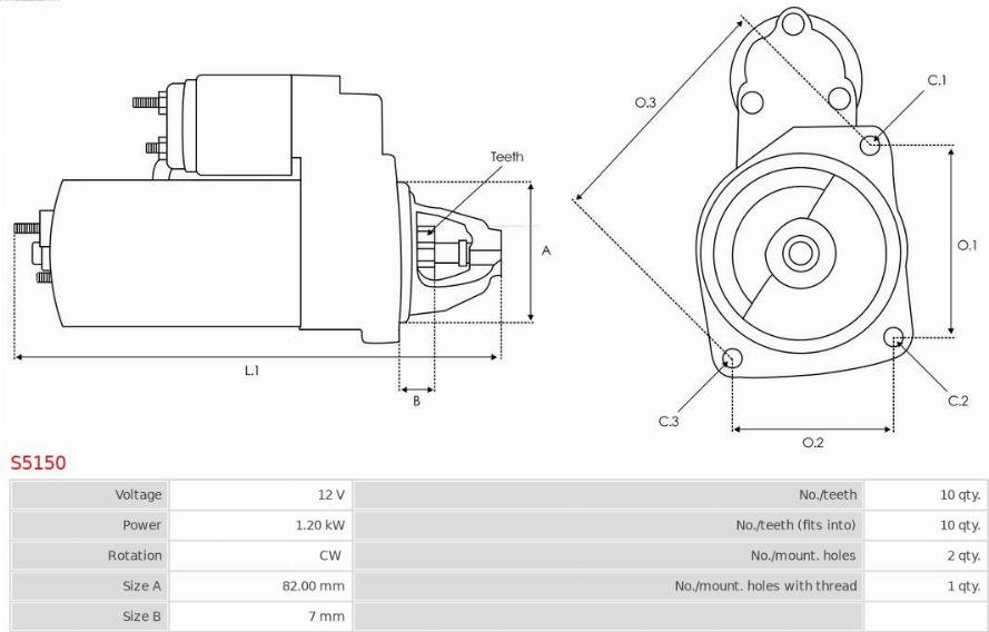 AS-PL S5150 - Стартер autosila-amz.com