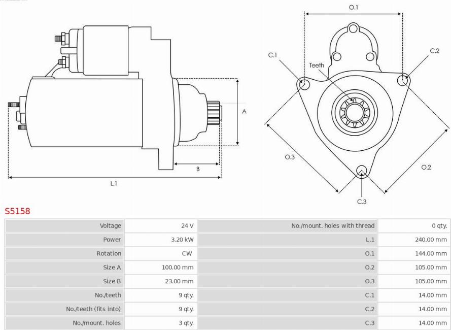 AS-PL S5158 - Стартер autosila-amz.com