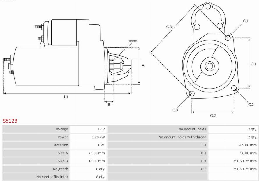 AS-PL S5123 - Стартер autosila-amz.com