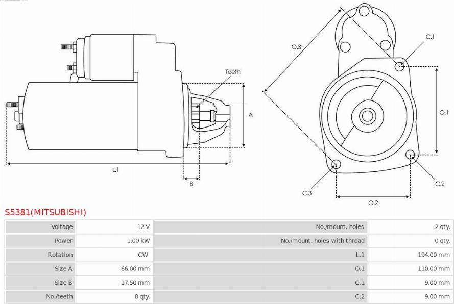 AS-PL S5381(MITSUBISHI) - Стартер autosila-amz.com