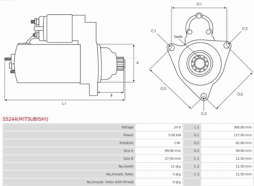 AS-PL S5244(MITSUBISHI) - Стартер autosila-amz.com