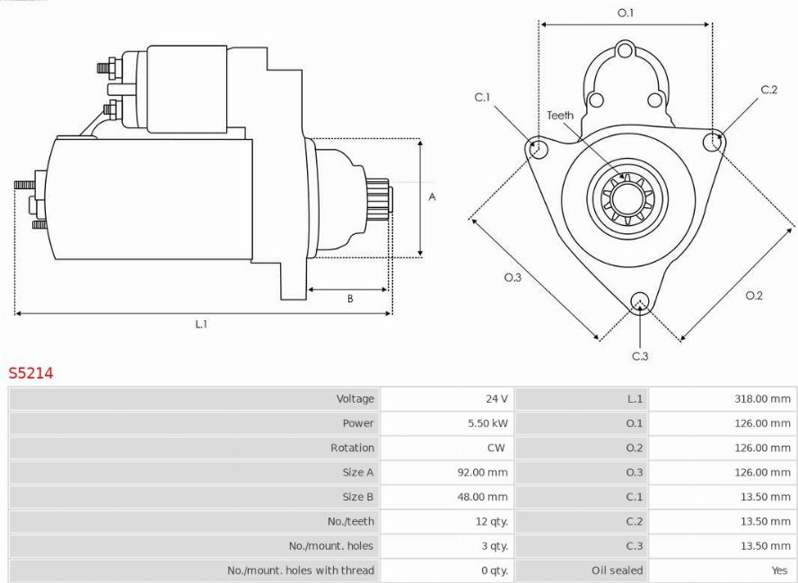 AS-PL S5214 - Стартер autosila-amz.com