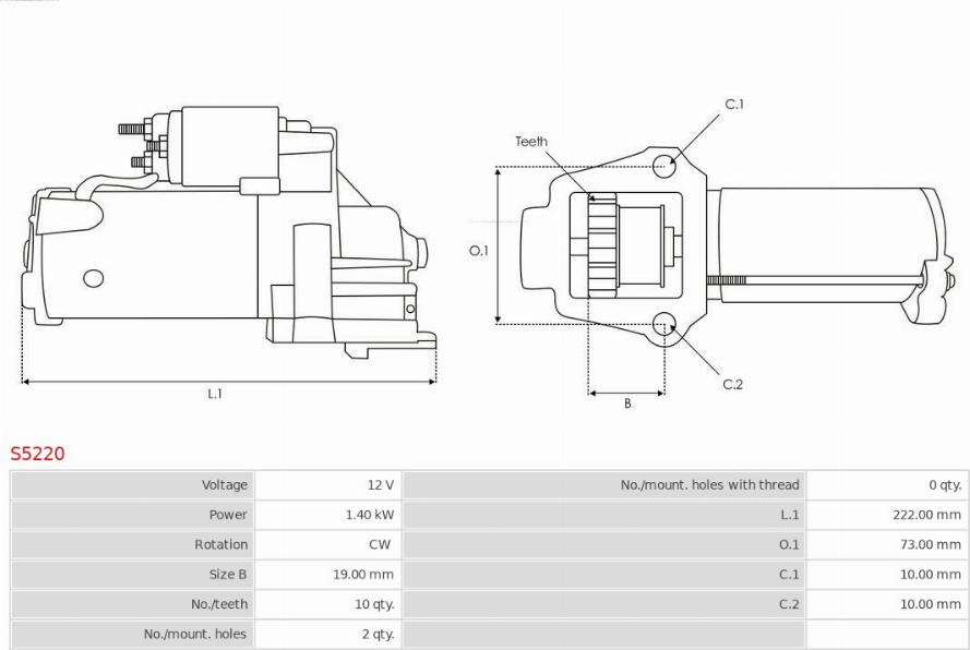 AS-PL S5220 - Стартер autosila-amz.com