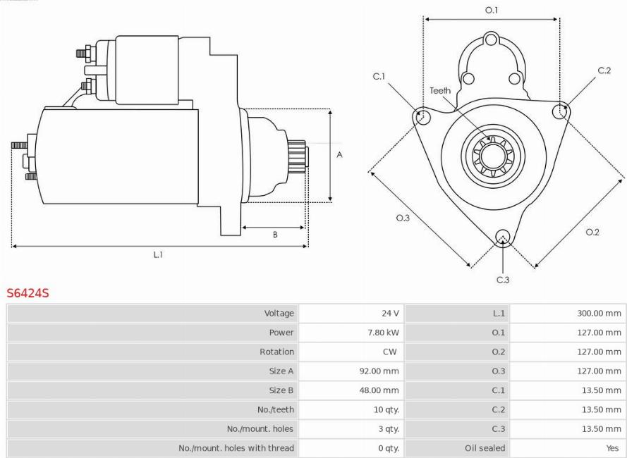 AS-PL S6424S - Стартер autosila-amz.com