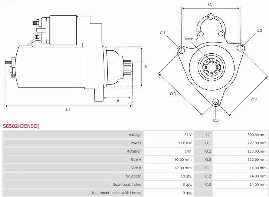 AS-PL S6502(DENSO) - Стартер autosila-amz.com