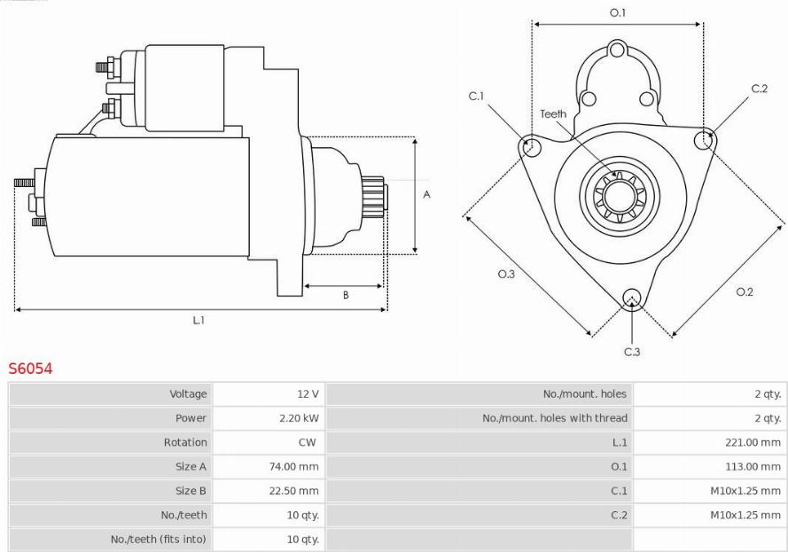 AS-PL S6054 - Стартер autosila-amz.com