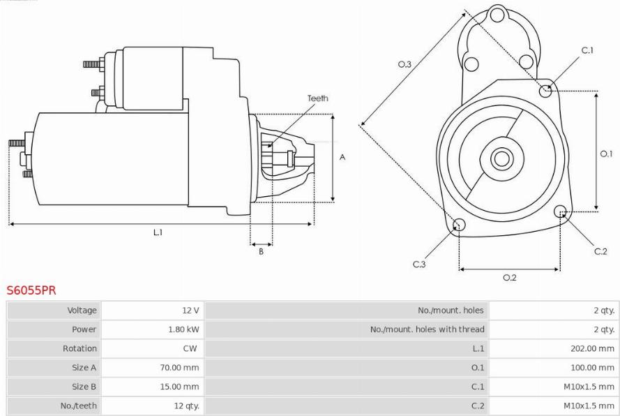 AS-PL S6055PR - Стартер autosila-amz.com