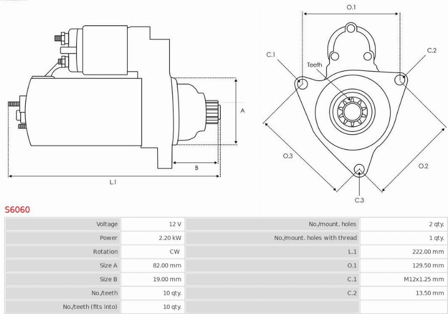 AS-PL S6060 - Стартер autosila-amz.com