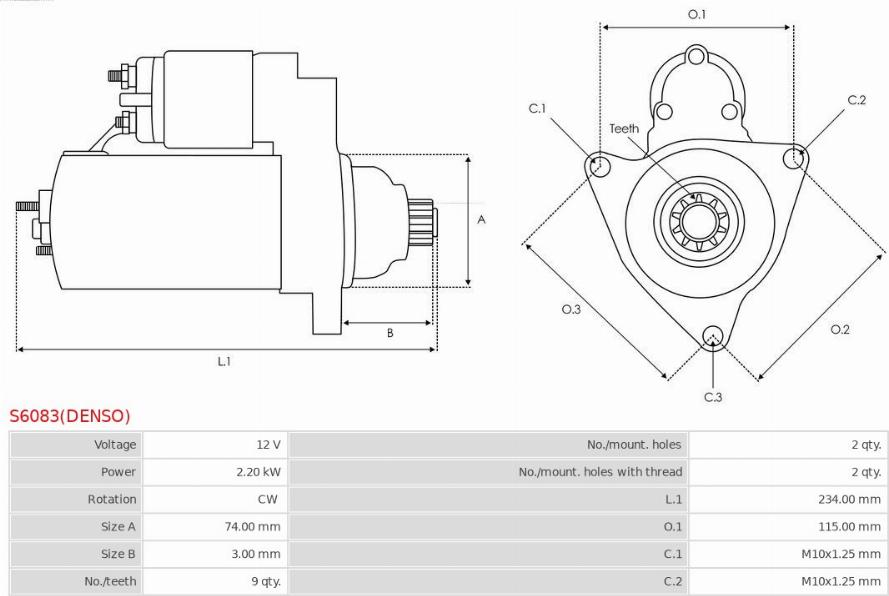 AS-PL S6083(DENSO) - Стартер autosila-amz.com