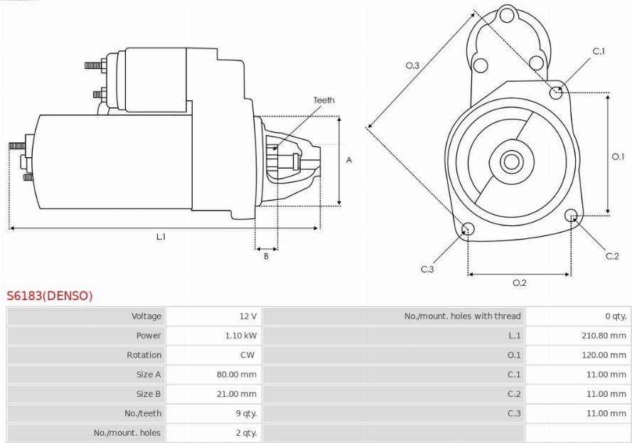 AS-PL S6183(DENSO) - Стартер autosila-amz.com