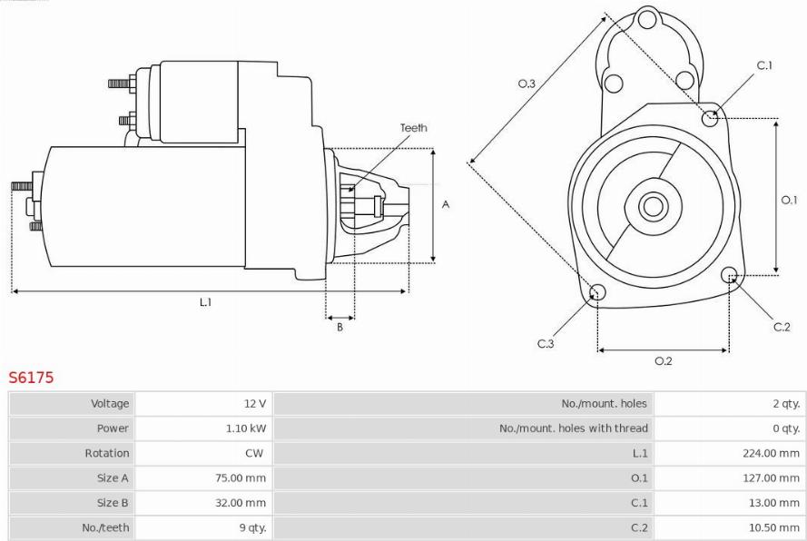 AS-PL S6175 - Стартер autosila-amz.com