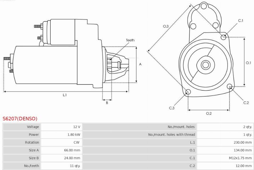 AS-PL S6207(DENSO) - Стартер autosila-amz.com