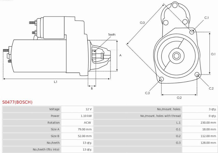 AS-PL S0477(BOSCH) - Стартер autosila-amz.com