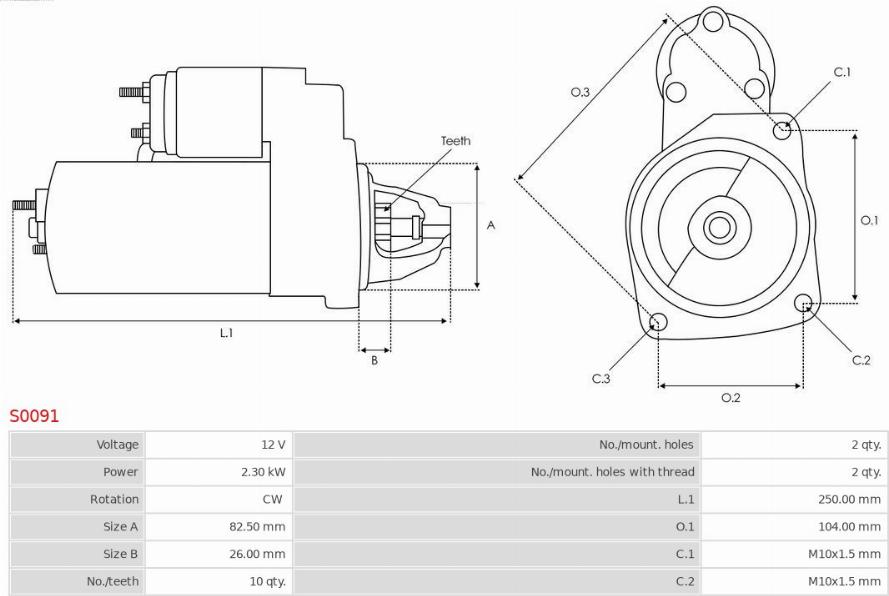 AS-PL S0091 - Стартер autosila-amz.com