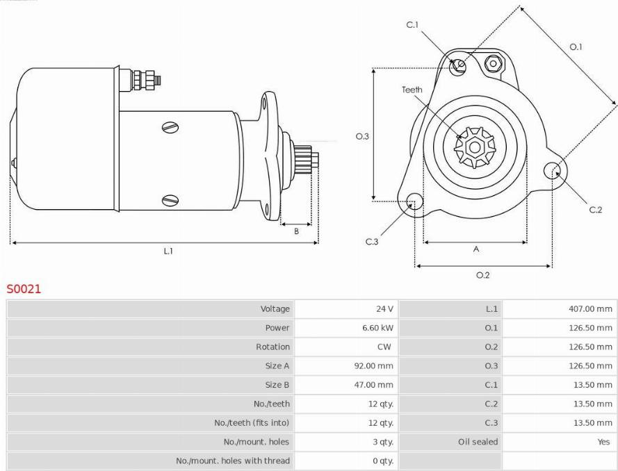 AS-PL S0021 - Стартер autosila-amz.com