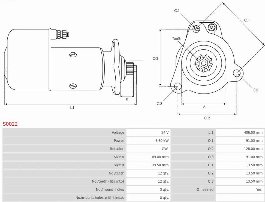 AS-PL S0022 - Стартер autosila-amz.com