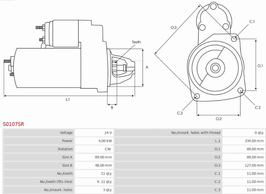 AS-PL S0107SR - Стартер autosila-amz.com