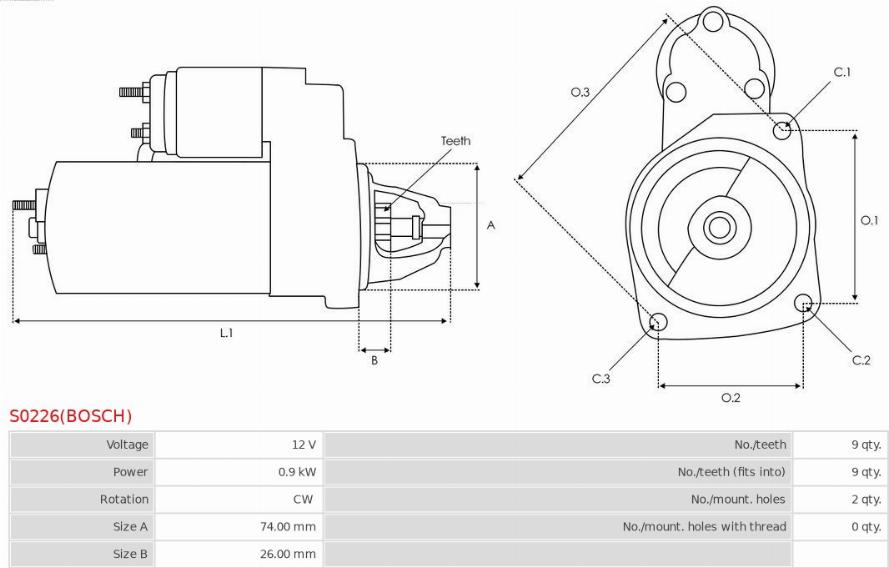 AS-PL S0226(BOSCH) - Стартер autosila-amz.com