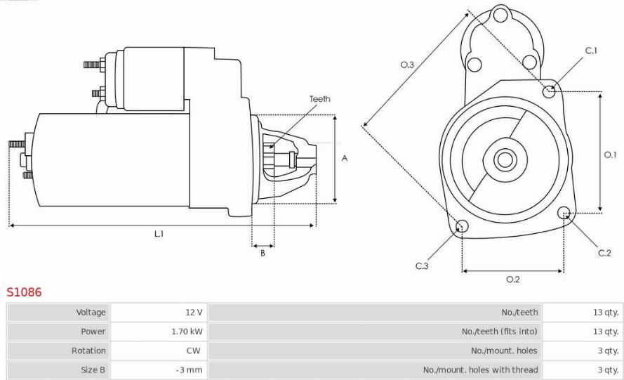 AS-PL S1086 - Стартер autosila-amz.com