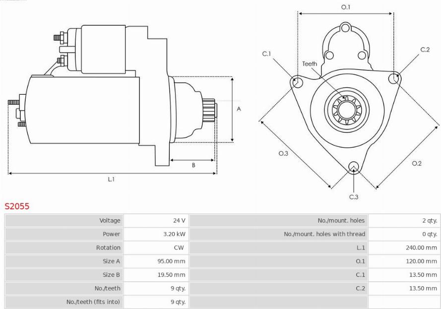 AS-PL S2055 - Стартер autosila-amz.com