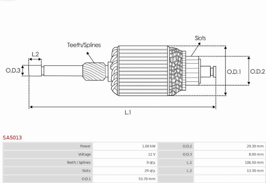 AS-PL SA5013 - ЯКОРЬ СТАРТЕРА (РОТОР) autosila-amz.com