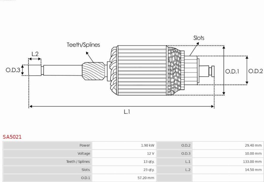 AS-PL SA5021 - БЕНДИКС СТАРТЕРА autosila-amz.com