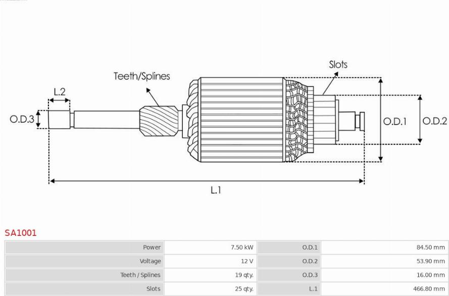 AS-PL SA1001 - ЯКОРЬ СТАРТЕРА (РОТОР) autosila-amz.com