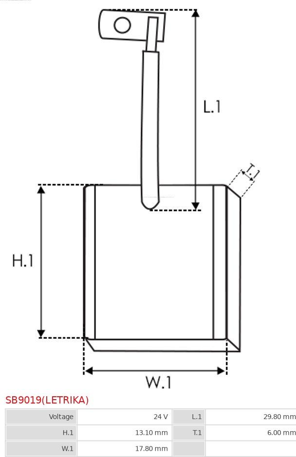 AS-PL SB9019(LETRIKA) - Угольная щетка, стартер autosila-amz.com