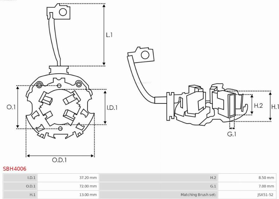 AS-PL SBH4006 - Кронштейн, угольная щетка autosila-amz.com