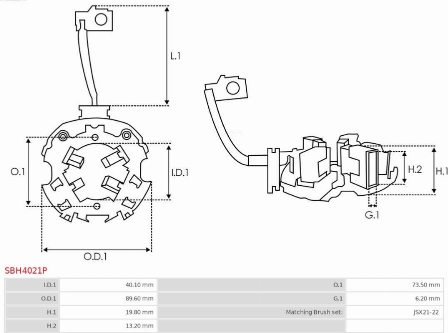 AS-PL SBH4021P - Кронштейн, угольная щетка autosila-amz.com