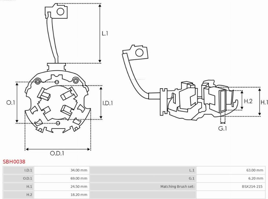 AS-PL SBH0038 - ЩЕТКОДЕРЖАТЕЛЬ СТАРТЕРА autosila-amz.com