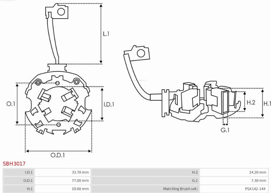 AS-PL SBH3017 - Кронштейн, угольная щетка autosila-amz.com