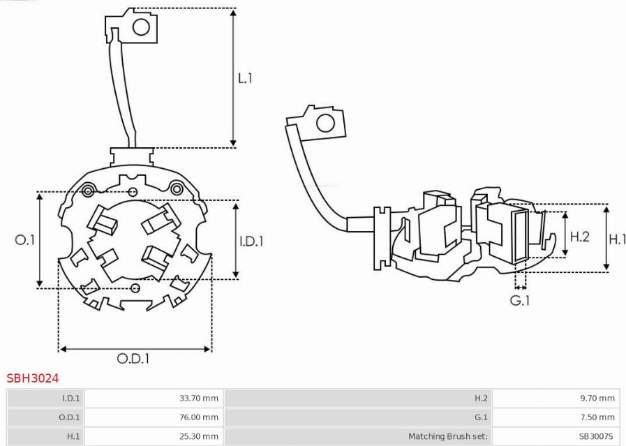 AS-PL SBH3024 - Кронштейн, угольная щетка autosila-amz.com