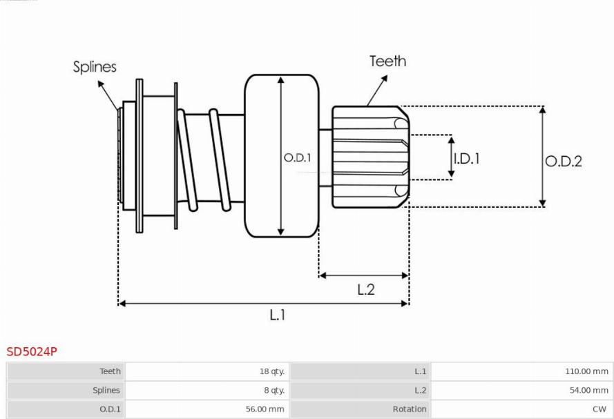 AS-PL SD5024P - Ведущая шестерня, бендикс, стартер autosila-amz.com