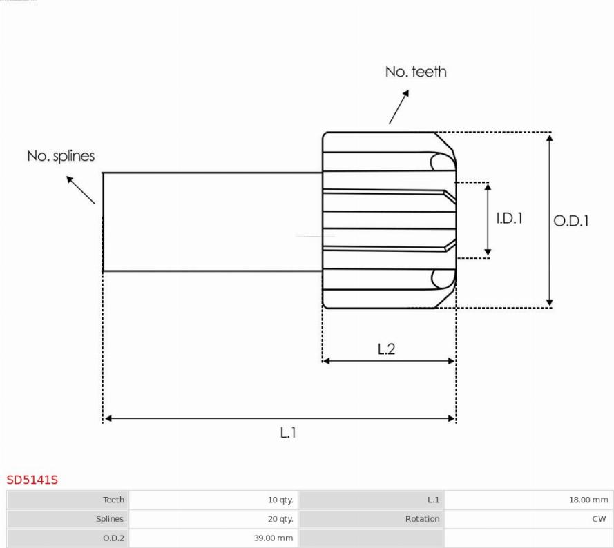 AS-PL SD5141S - Ведущая шестерня, бендикс, стартер autosila-amz.com