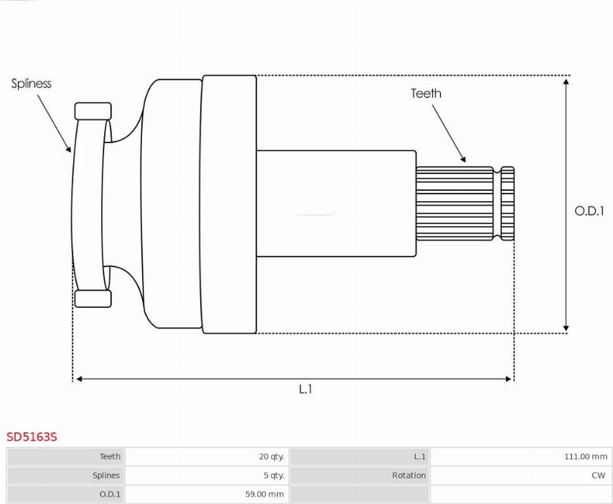 AS-PL SD5163S - Ведущая шестерня, бендикс, стартер autosila-amz.com