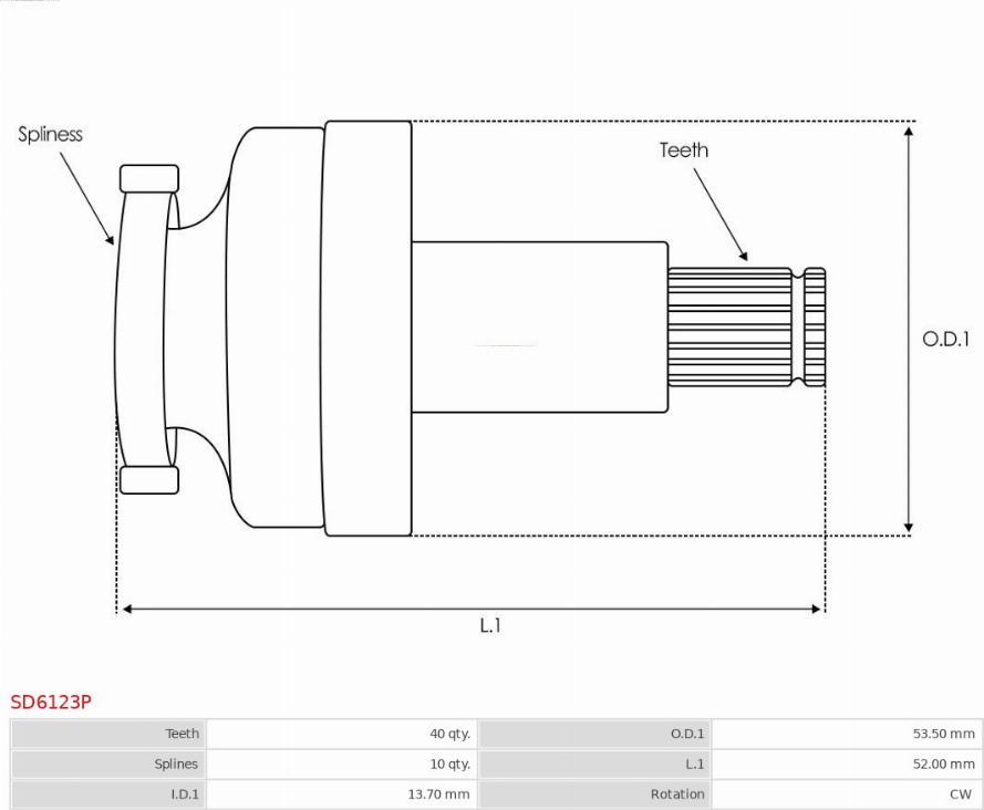 AS-PL SD6123P - Ведущая шестерня, бендикс, стартер autosila-amz.com