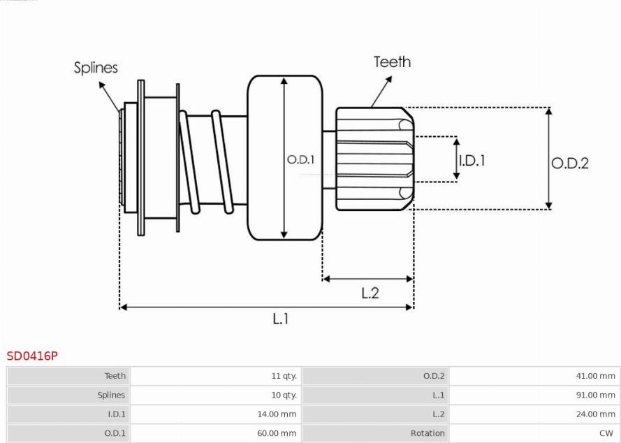 AS-PL SD0416P - Ведущая шестерня, бендикс, стартер autosila-amz.com