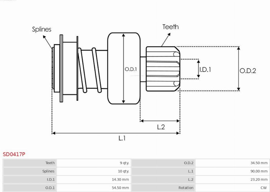 AS-PL SD0417P - Ведущая шестерня, бендикс, стартер autosila-amz.com