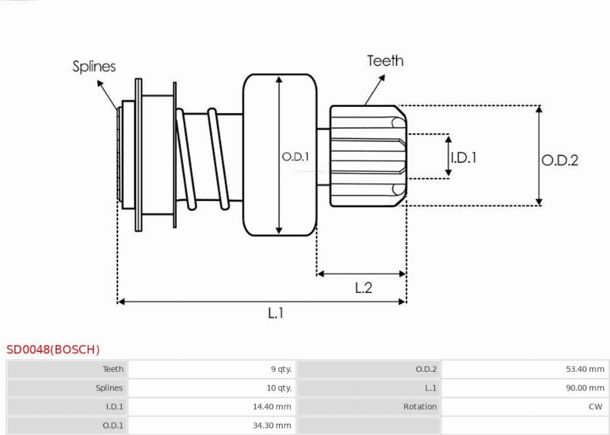 AS-PL SD0048(BOSCH) - Ведущая шестерня, бендикс, стартер autosila-amz.com